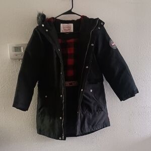 Levi's Kids Black Puffer Jacket with Red Plaid Interior